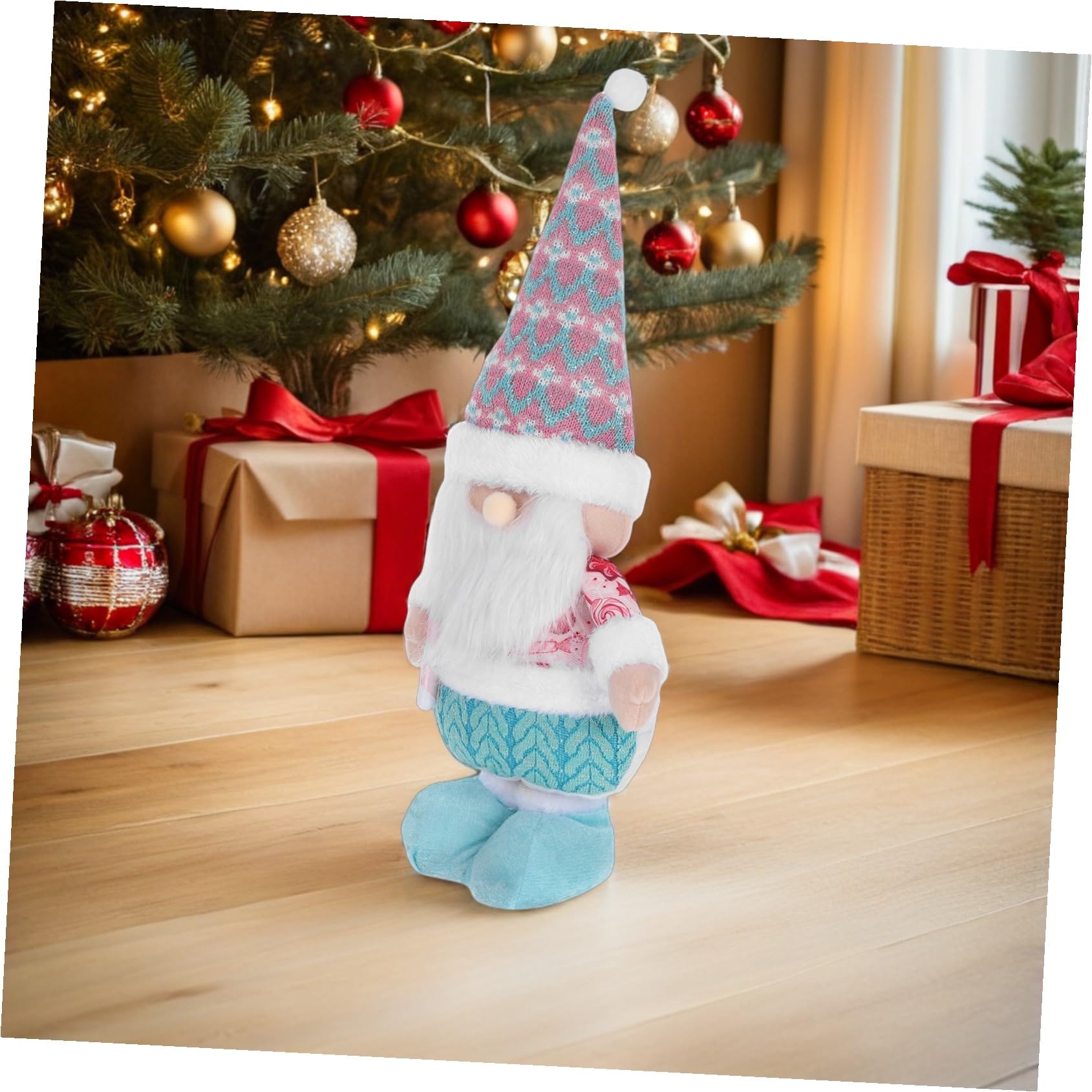 Uonlytech Statuetta Di Babbo Natale Con Gambe Telescopiche Decorazione Natalizia Da Tavolo Figura Artigianale Per Feste Di Natale Stabile e Facile Da Riporre