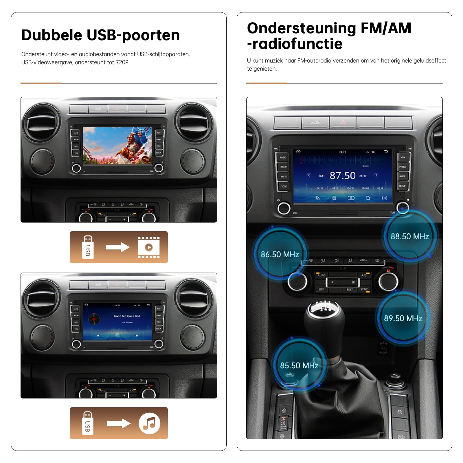 Autoradio con schermo da 7 pollici per Volkswagen Seat Golf Passat Jetta Beetle Tiguan Touran EOS Skoda Seat Doppio Din Touchscreen Radio Bluetooth con CarPlay wireless Android Auto GPS