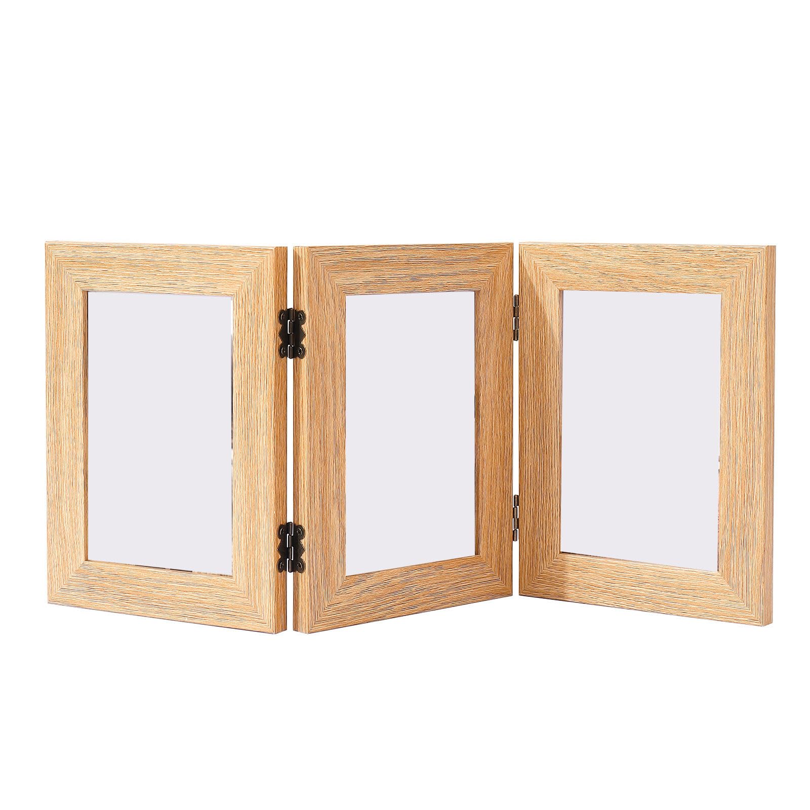Nucelit Vertical 3 Panel Oaken Frame for Creative Family Photo Arrangements Existing Room Deck Wooden Worktop Photo Holder