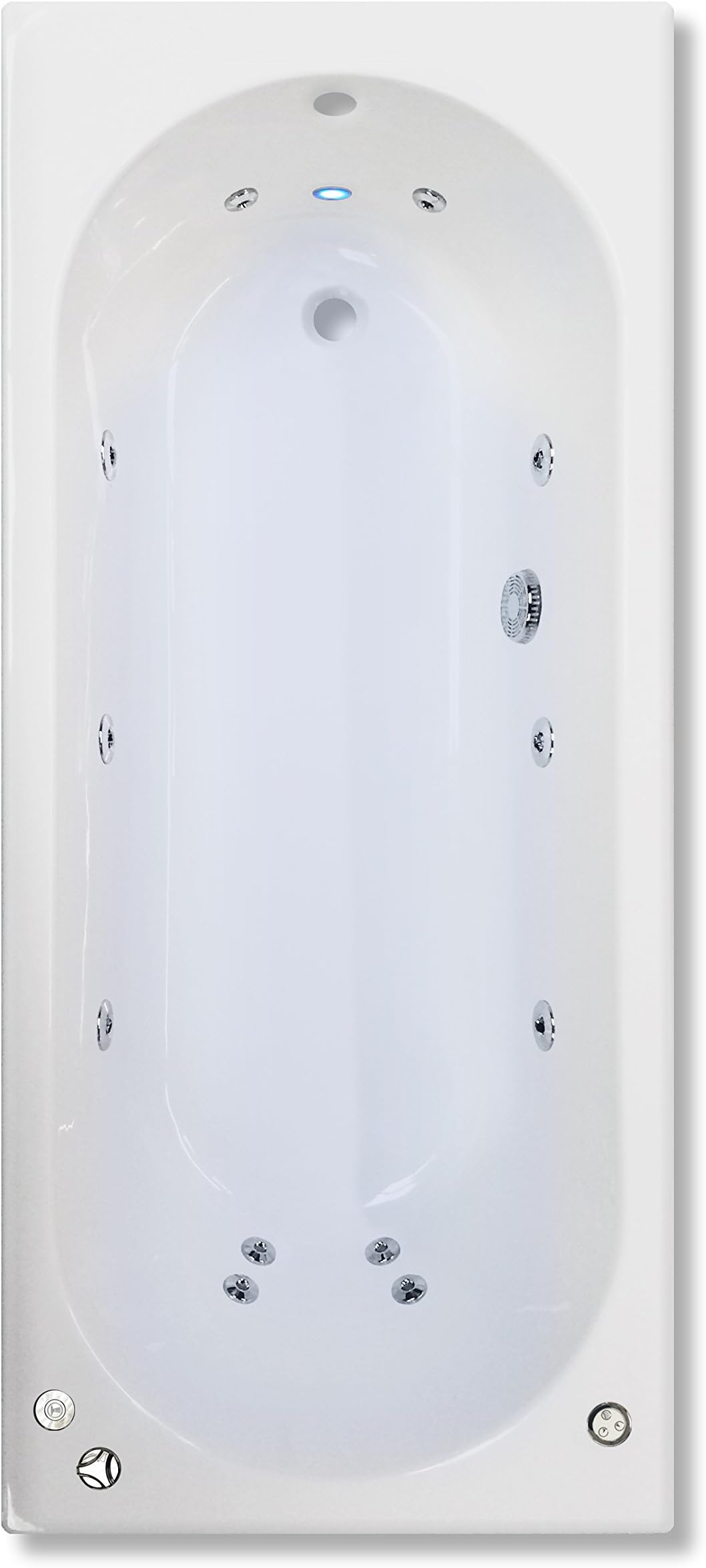 GW Interiors Standard 1700 x 700mm Whirlpool Bath With ECO 12 Jet Jacuzzi Spa System With LED Light