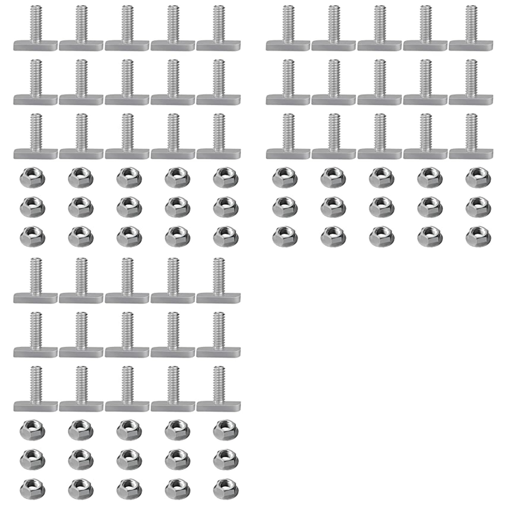 Jnchdghwa As Shown 45Pcs T Slot Bolt Replacement,M8 X 20 Screws, A2-70 Rail Track Screws Track Nuts With 45 Flange Nut
