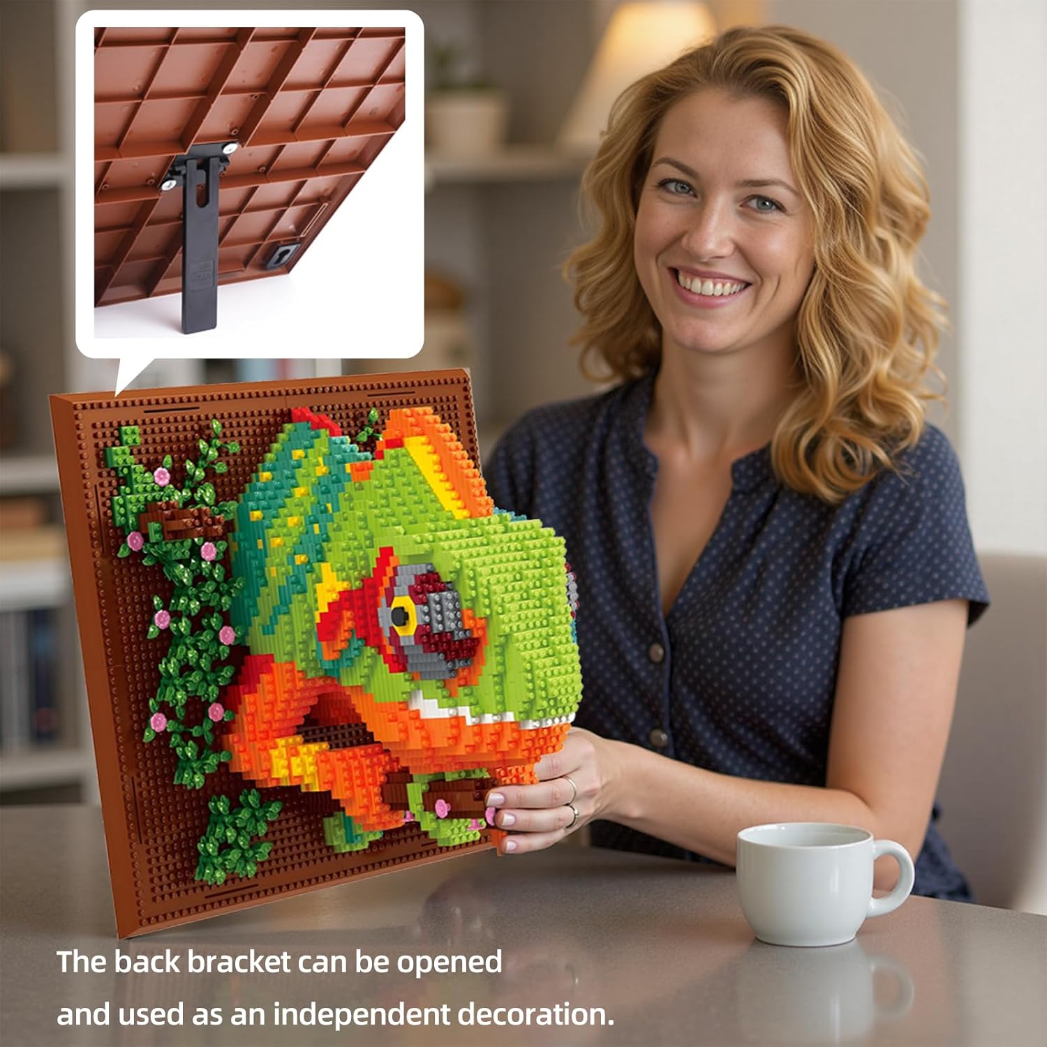 Wall Art Chameleon Building Blocks Set,Wall Mounted Chameleon Micro Building Blocks for Adults(2688 Pieces),Gifts for Kid and Adult