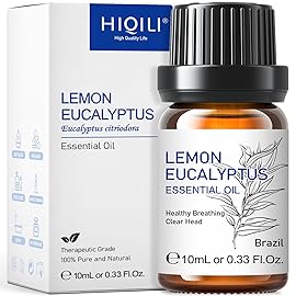 HIQILI Lemon Eucalyptus Oil, for Spary, Diffuser, Indoors, Outdoors, Garden, Yard, 100% Pure Natural - 0.33 Fl Oz