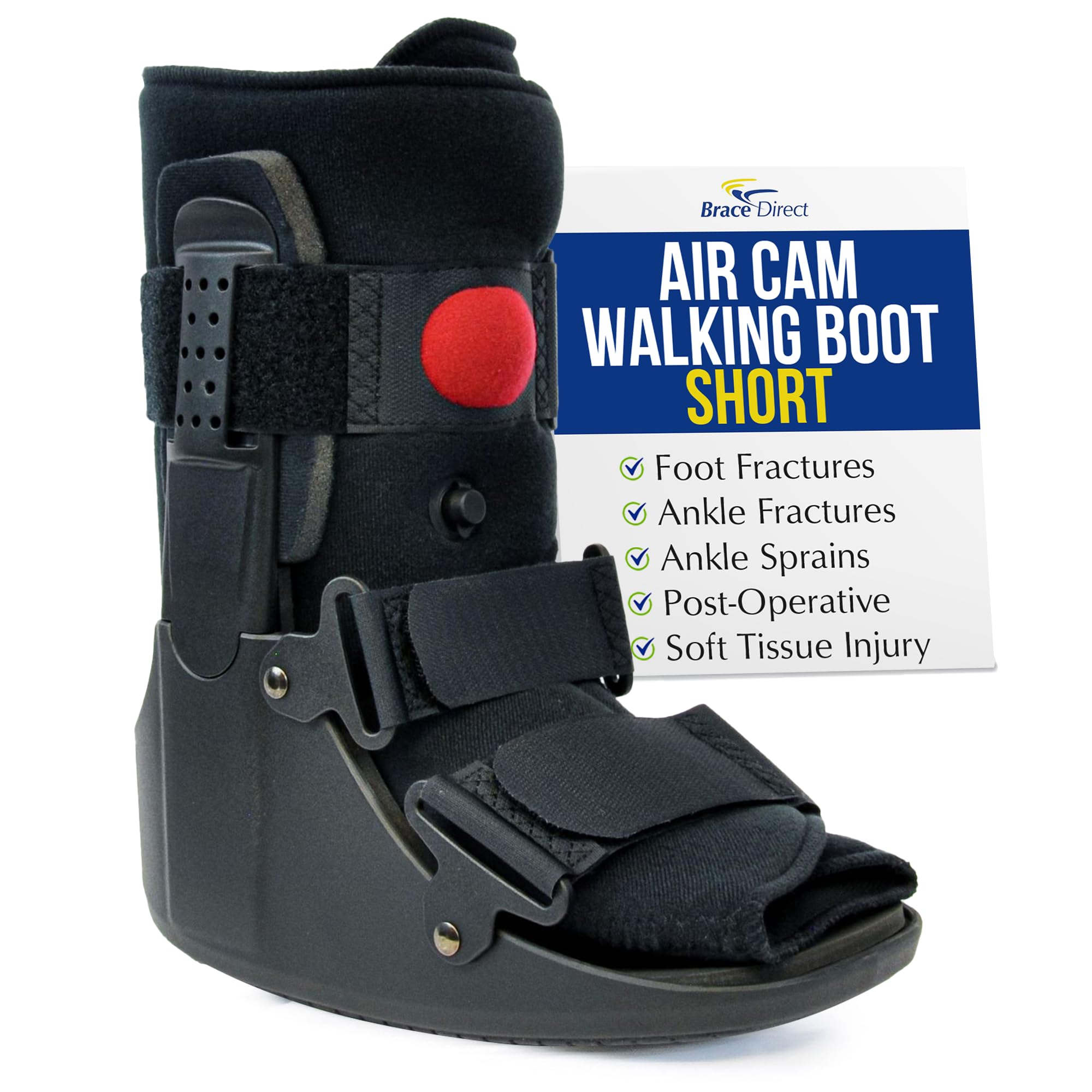Brace Direct Air CAM Fracture Boot for Foot and Ankle Injuries Post Op Recovery and Sprains - Short Orthopedic Walking Boot (US SHOE: Men 7.5-10.5 Women 8.5-11.5)