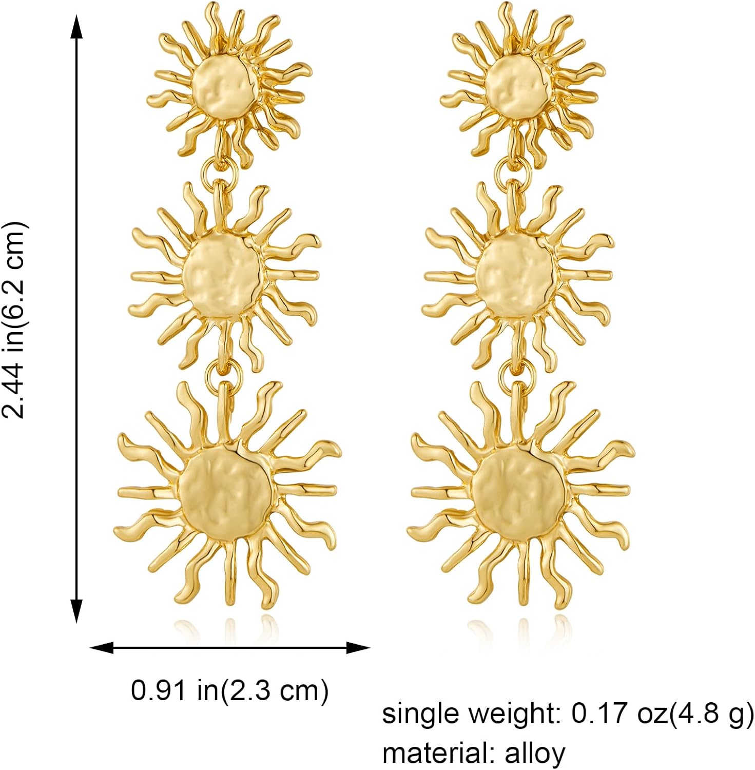 Gold Sun Dangle Earrings for Women Trendy Sunburst Earrings Statement Earrings Funky Earringss - Image 6