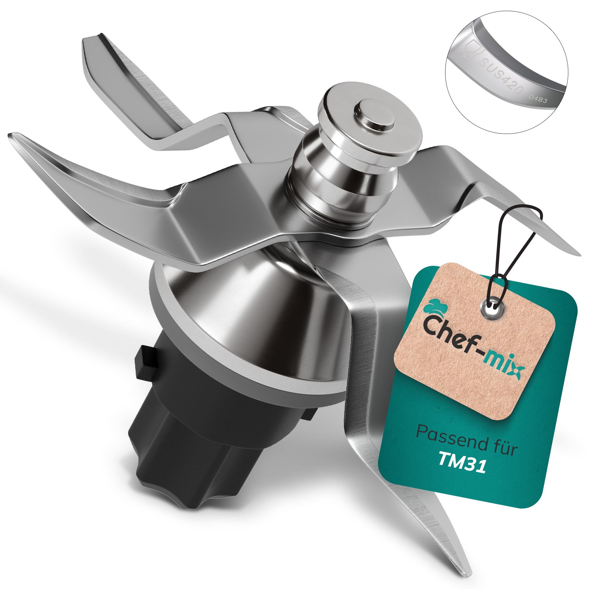 Messer Ersatz für Vоrwerk Thermоmix Messer TM31 - Ersatzmesser aus Edelstahl inkl Diсhtung - Zubеhör für TM31 Küchenmaschine