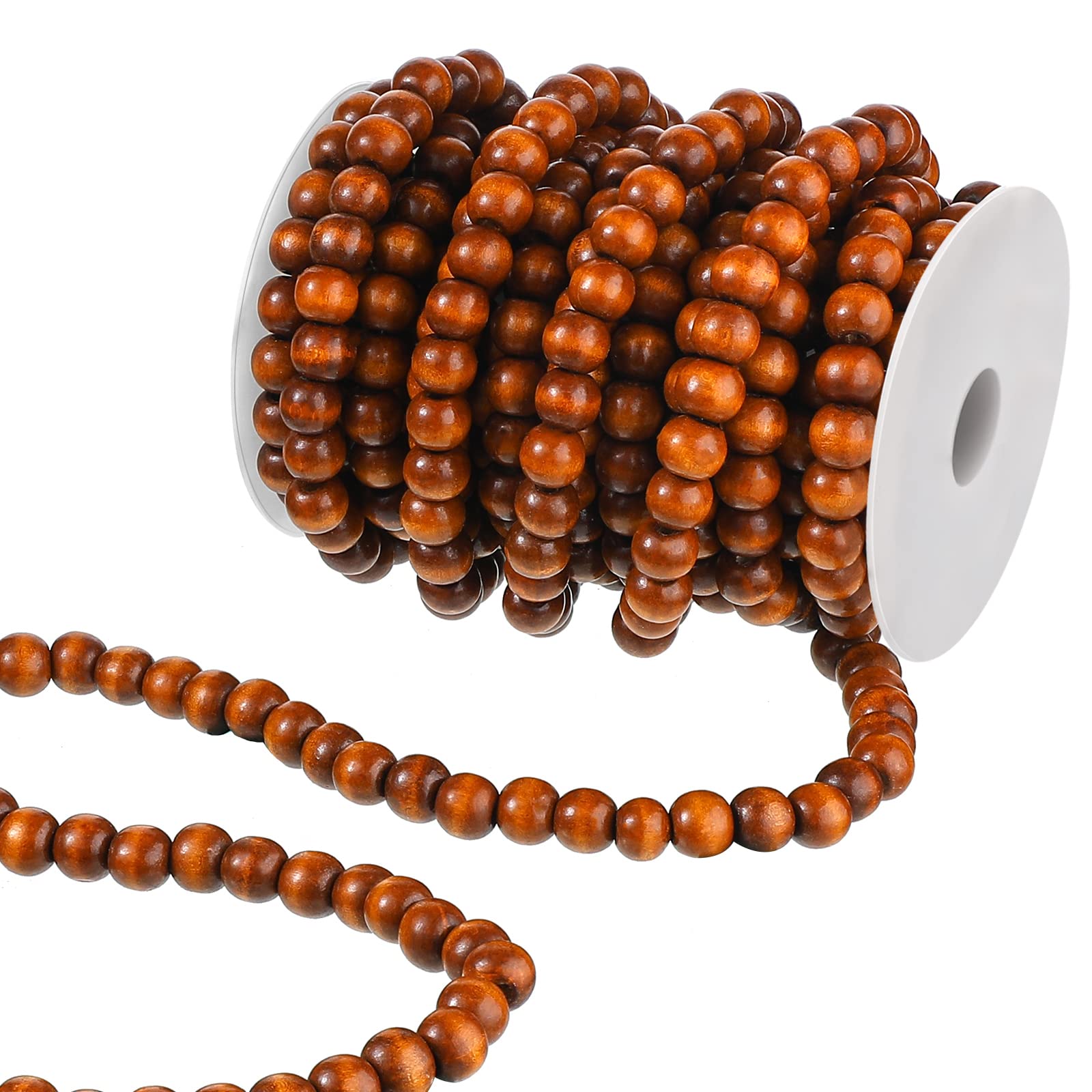 Waydress Christmas Wooden Bead Garland Rustic Farmhouse Garland Xmas Tree Bead Ornaments for Christmas Decorations, Total of 26 Feet(Brown)