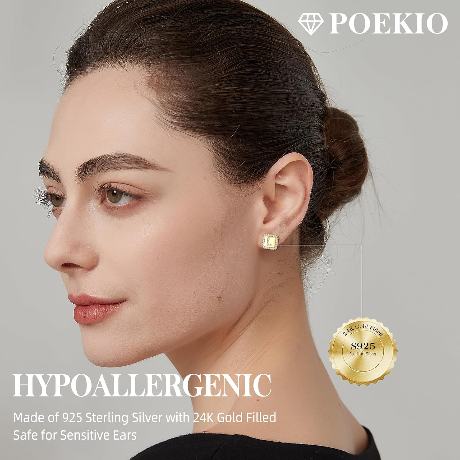 Gold Earrings for Women 24K Gold Filled Initial Earrings for Women S925 Earrings Gifts for Her