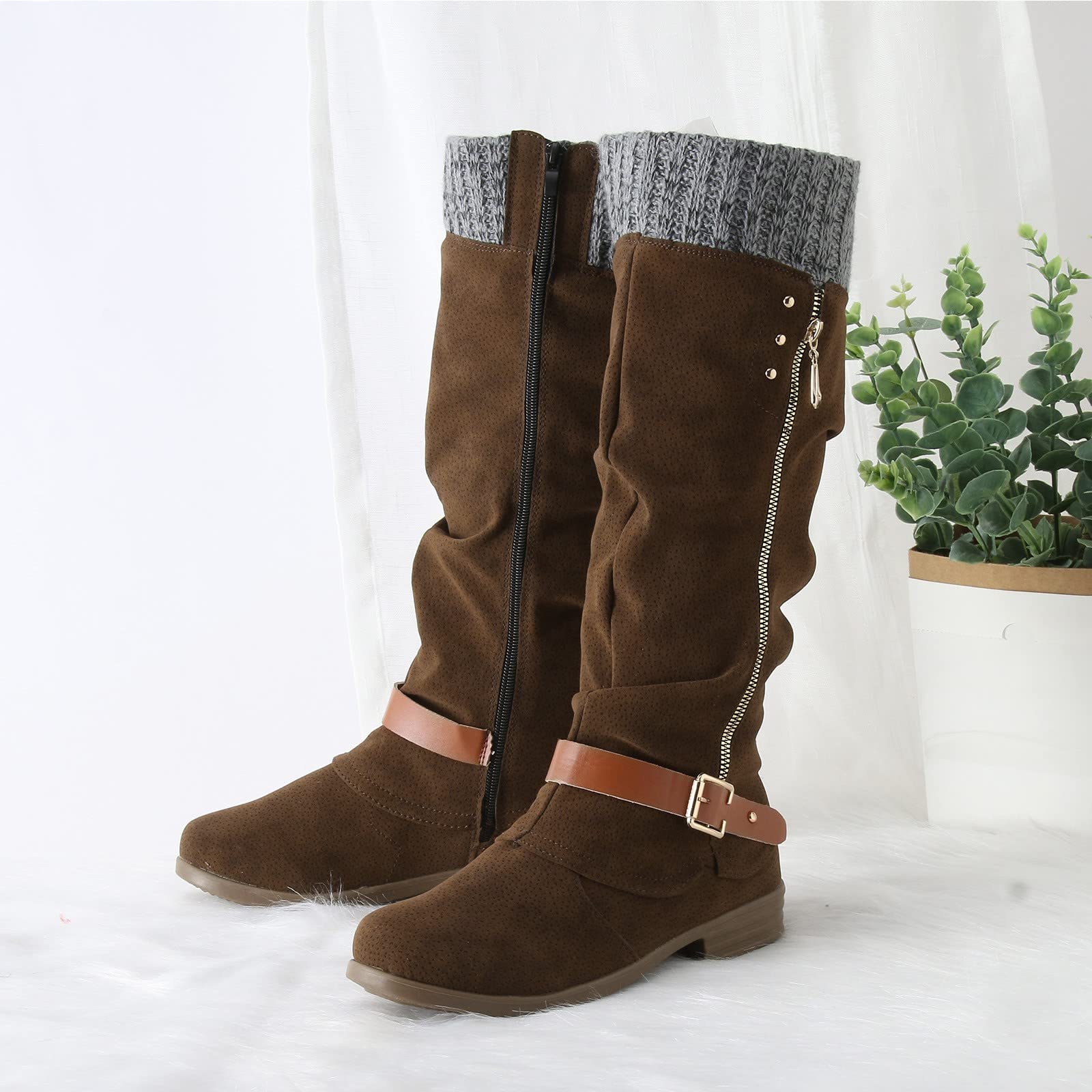 Botas de Invierno Mujer Botas Medias para Mujer Zapatos Casuales de Invierno adornadas con Pelo