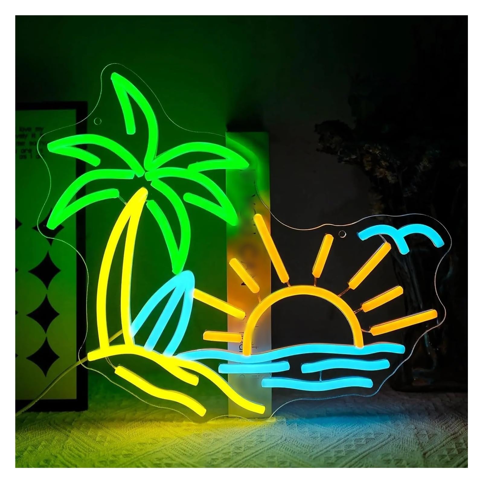 LEMST Signs Lamp Tropic Coconut Tree Neon Sign Light for Hawaii Shop Bar Bedroom Cafe Bar Party Summer Beach Decoration 36.8cmх32.5cm