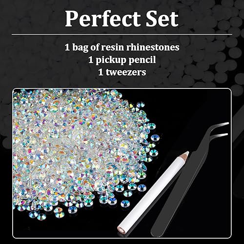 Miniatura 4 de 4000 diamantes de imitación de resina de 0.157 pulgadas a granel, transparentes AB con parte trasera plana, diamantes de imitación redondos de