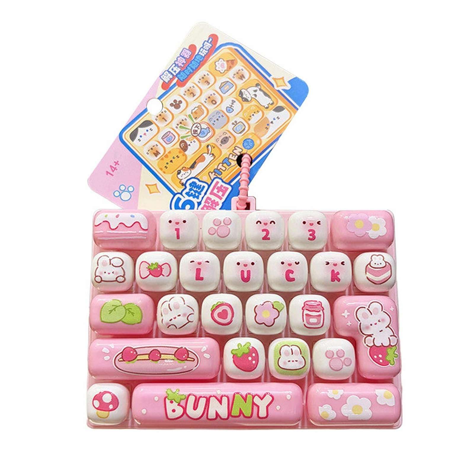 Fidget Keyboard Toy, 26 Keys Silent Tactile Decompression Button Toy, Portable Stress Relief for Office & Study (Rabbit)