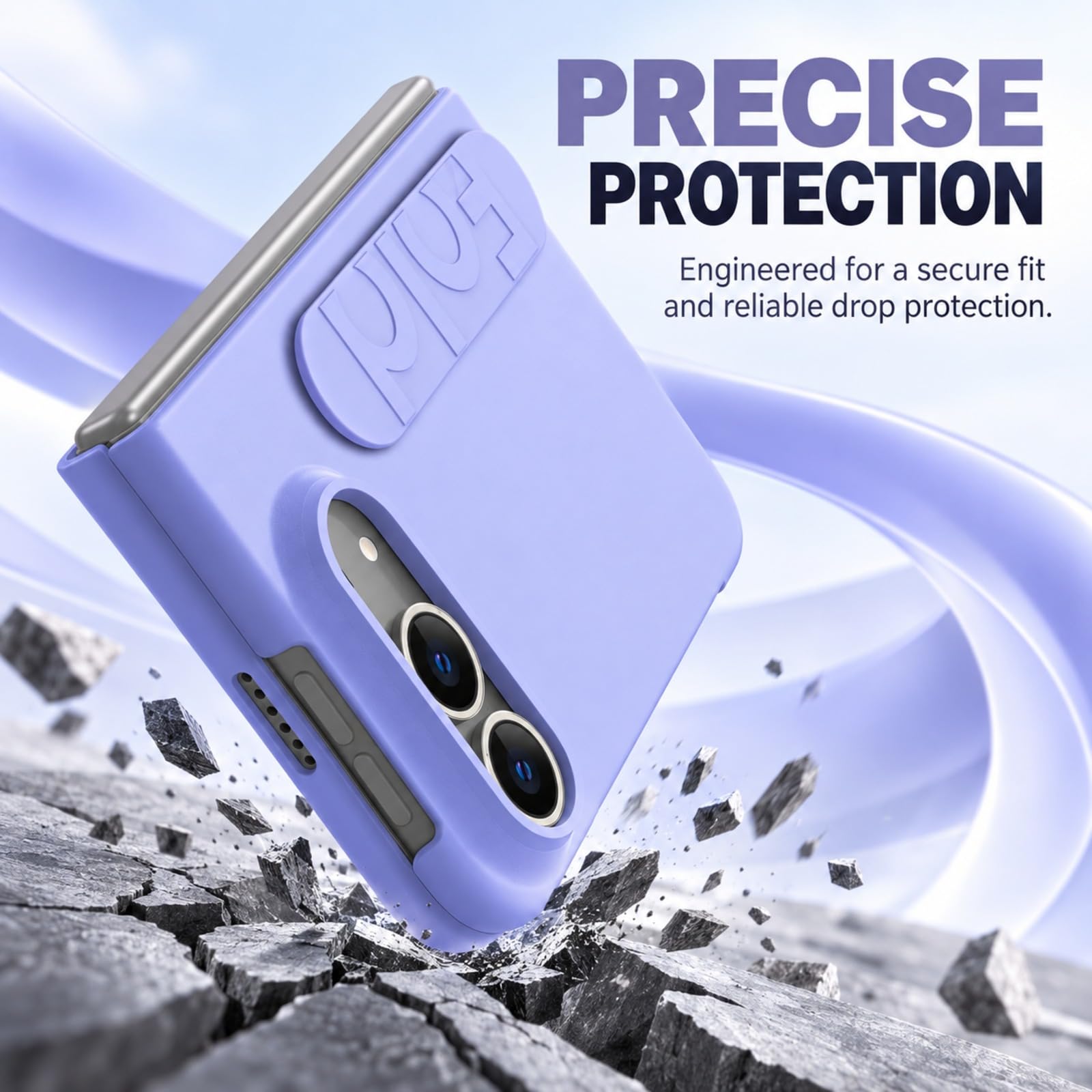 Coque pour iPhone Duo, Sangle de Prise Élastique, Structure en PC - Violet