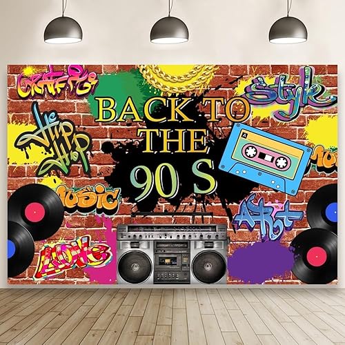 Miniatura 3 de Fondo de 7 x 5 pies para fiesta temática de los años 90, hippie, hip hop, rock, fondo de ladrillo rojo para fotografía, graffiti, pared, calle,