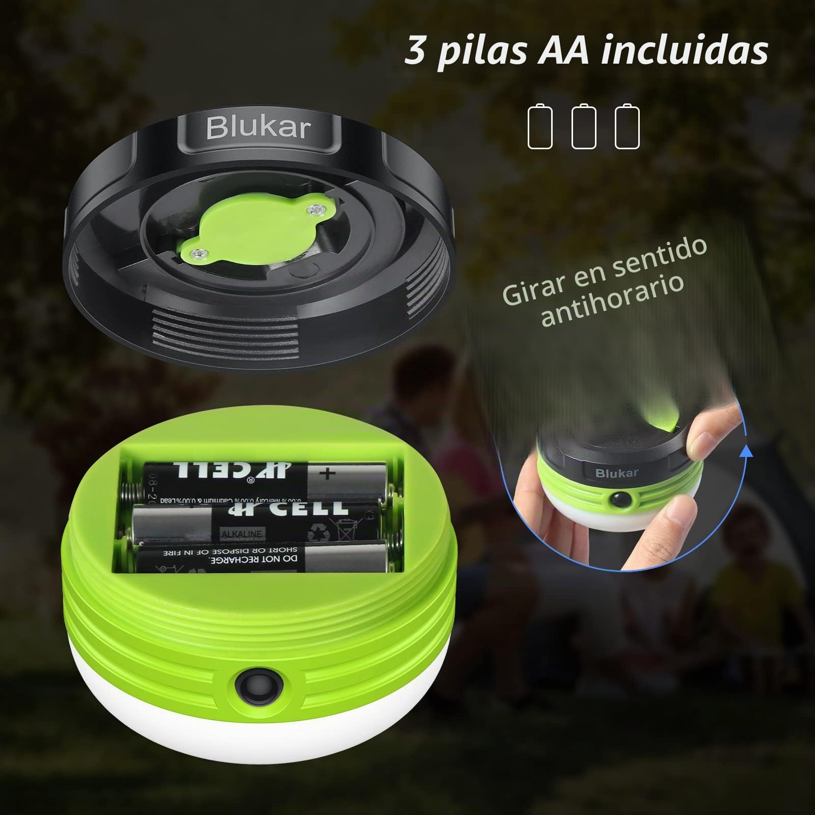 Blukar Lámpara Camping, Linterna Camping Portátil , Linterna de Camping LED con 3 Modos de lluminación y Super Imán para Camping, Senderismo, Pesca