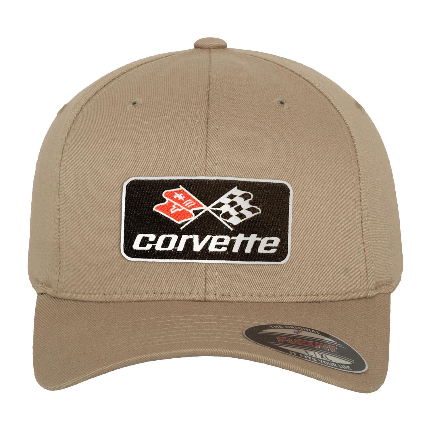 Chevrolet Officially Licensed Corvette C3 Patch Flexfit Baseball Cap (Khaki), Small/Medium