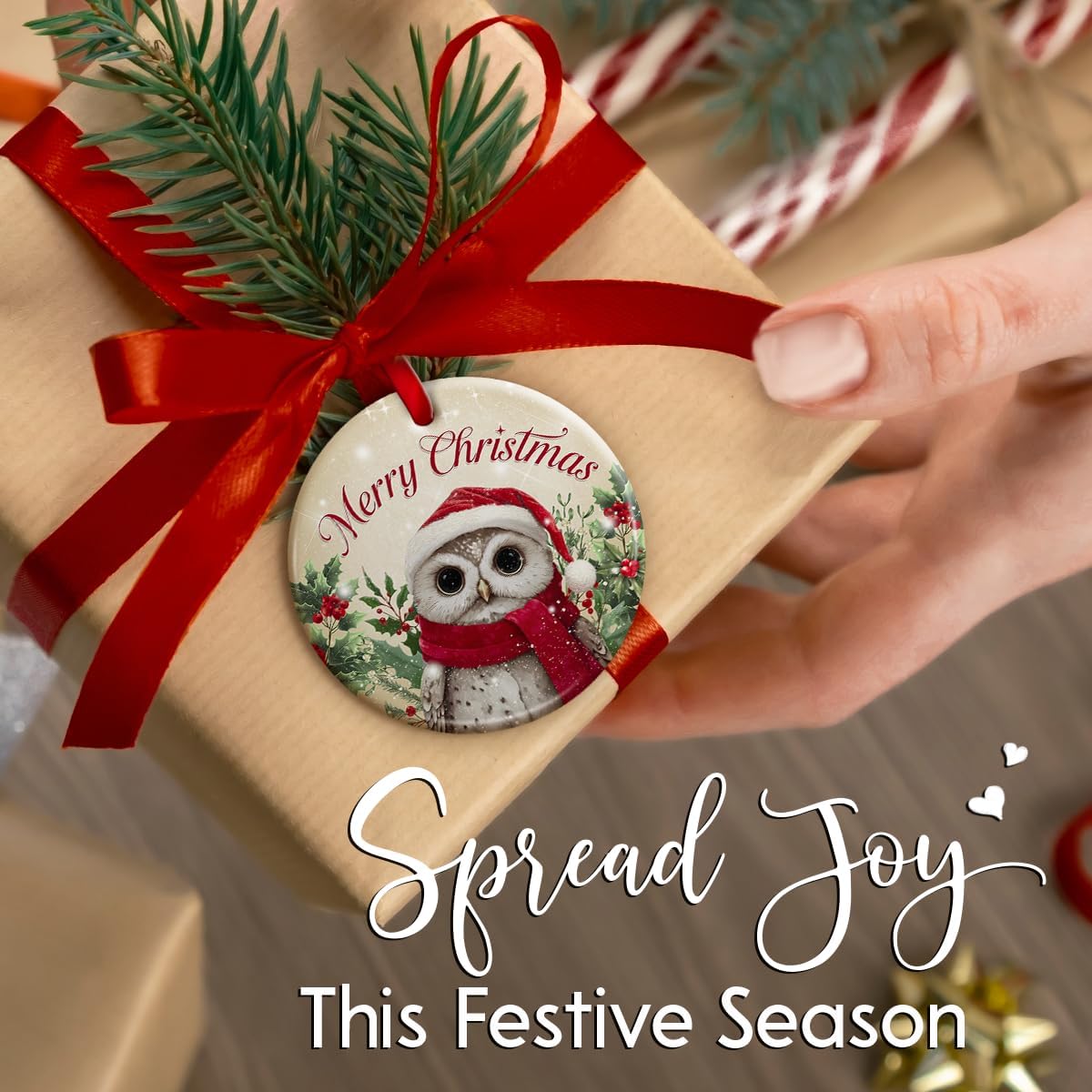 Owl Christmas Ornament 2025 – Adorable Animal Christmas Tree Decoration, Holiday Keepsake Gift for Kids, Festive Owl Xmas Tree Decor, Winter Gift Ideas for Animal Lovers, Friends and Family - Image 7