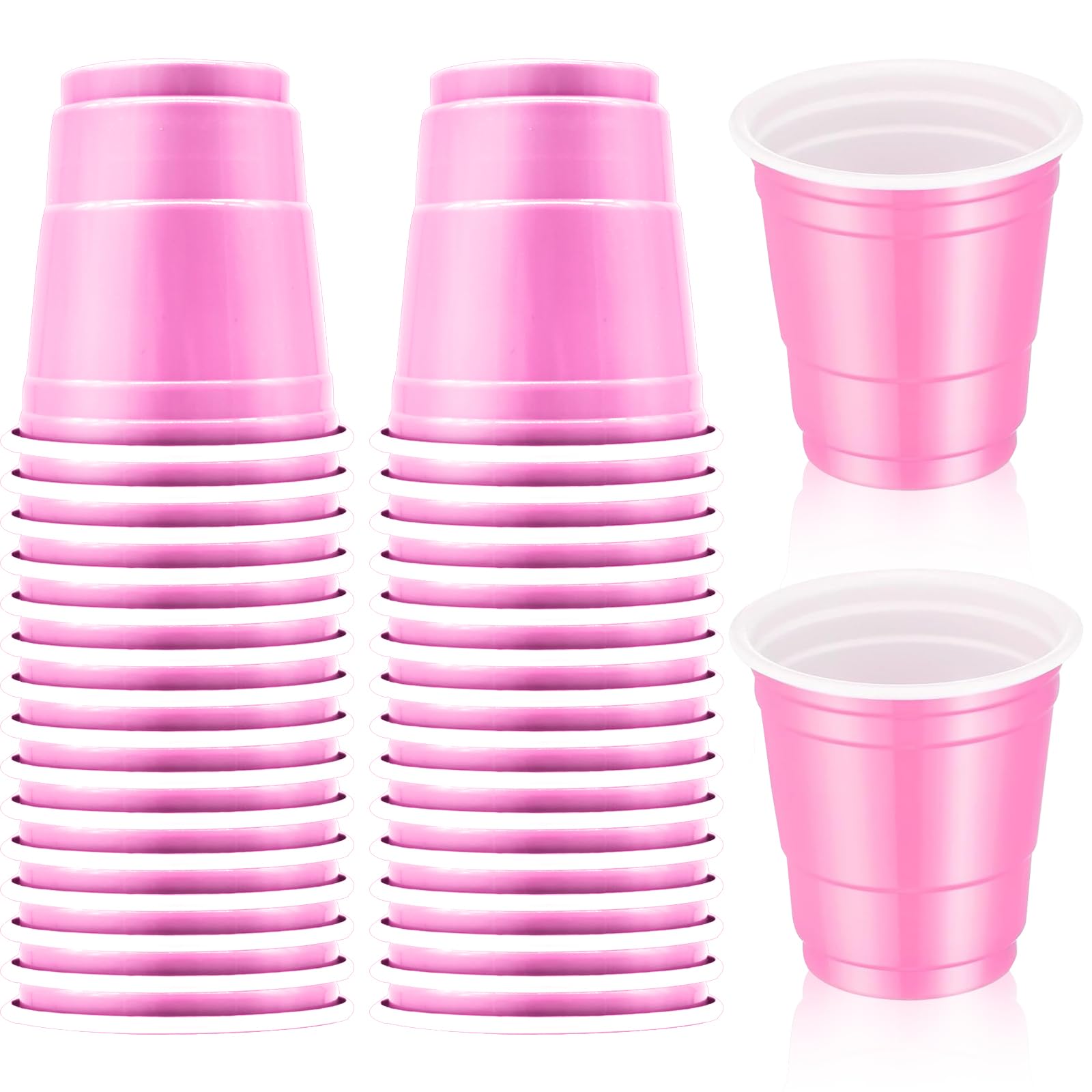 Yaure Joy 30 Pcs Disposable 2oz Shot Glasses Plastic Cups for Wedding, Graduation Party, Beer Sample Taste Serving, Birthday (Pink)