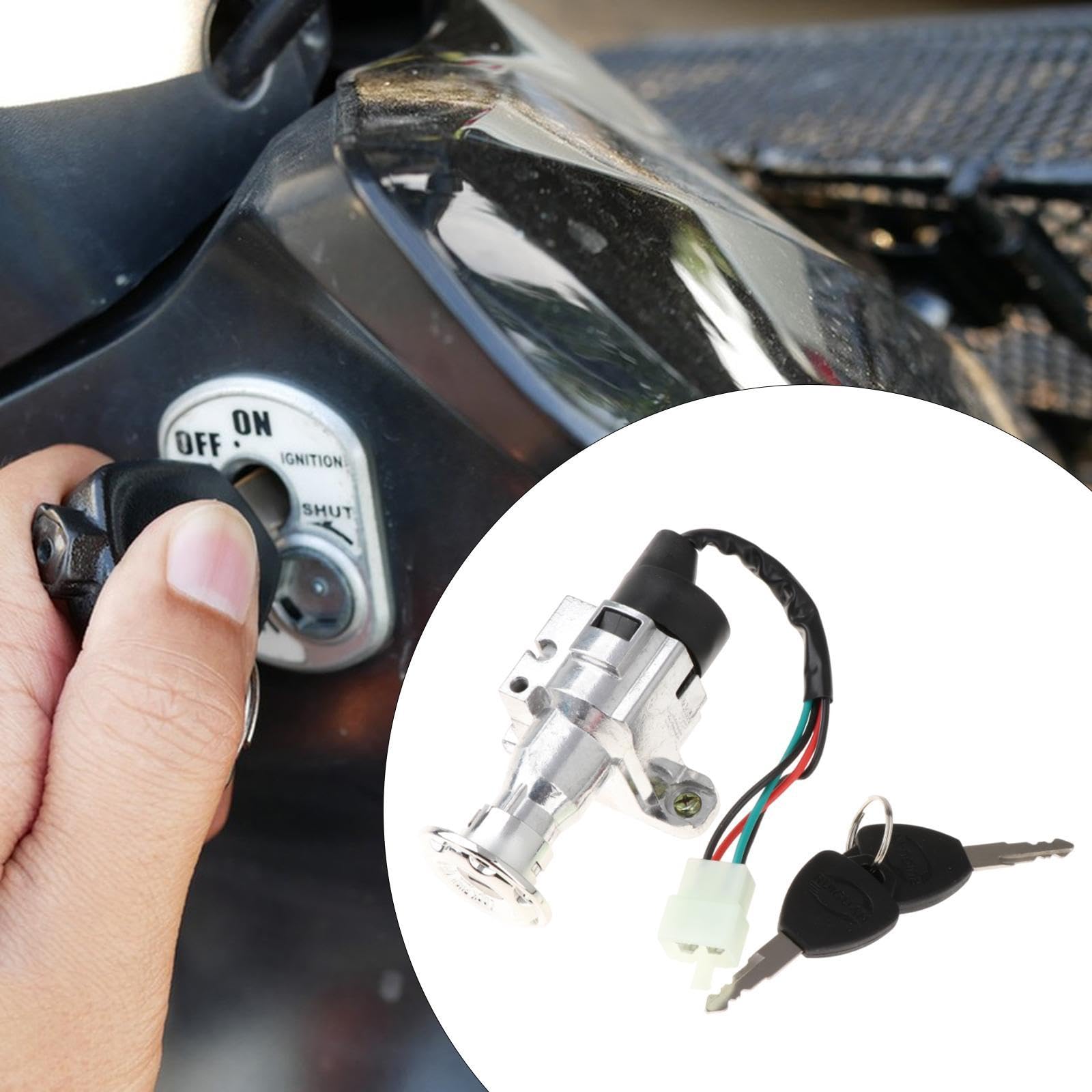 1pc Battery Case Lock with 2 Keys Replacement for Electric Bicycle Battery Case Lock with for Ignition On/Off Key Accessories