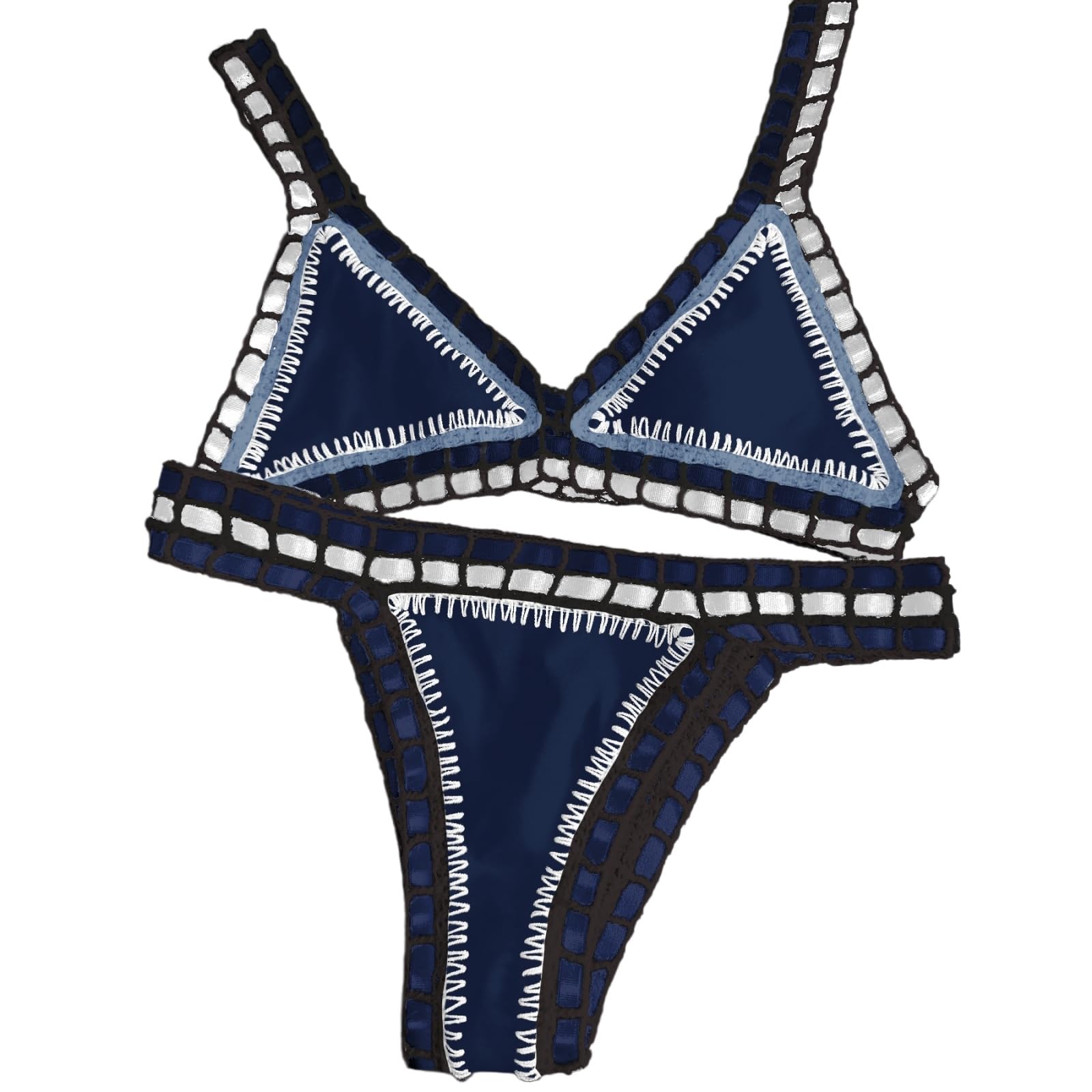Bikini 2025 Gancio Mano per Le Donne, Sexy Bandeau Push-up Costume da Bagno, Abito Bagno all'Uncinetto Patchwork Solido, Abbigliamento Spiaggia Elegante-United States-bikini5-l