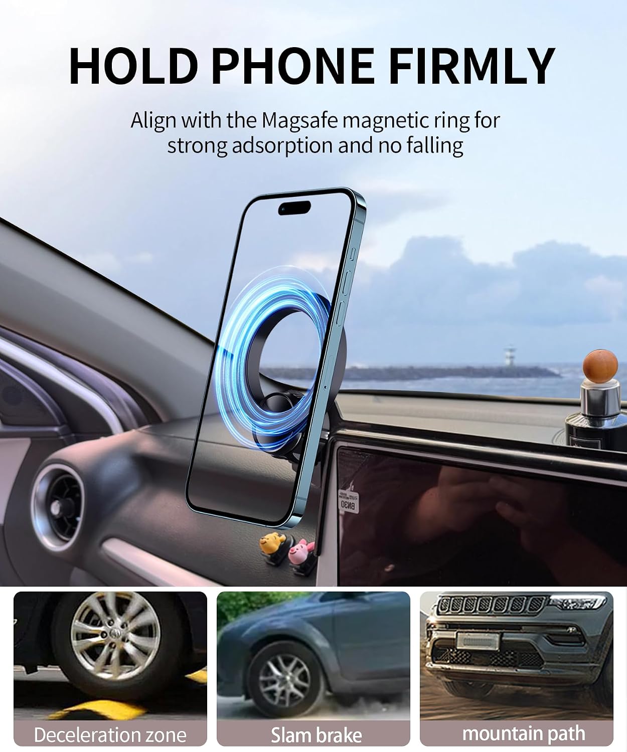 Car Phone Holder for 2022-2024 Kia Forte Accessories 10.25-Inch Screen Fixed Clip, 360° Rotation Phone Mount Compatible with MagSafe, Cell Phone Holder Does Not Affect Air Vent