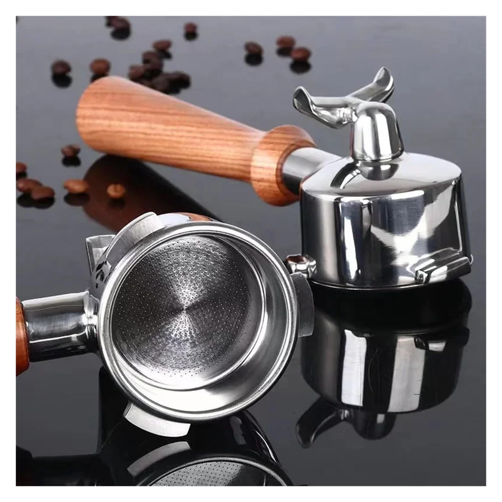 Portafiltro De 51mm Con 3 Orejas, Doble Boquilla, Compatible Con Delonghi, Dedica EC680/EC685/EC820/EC850/EC860, Portafiltro De Espresso De 51mm, Adaptación Precisa(Plastic handle)