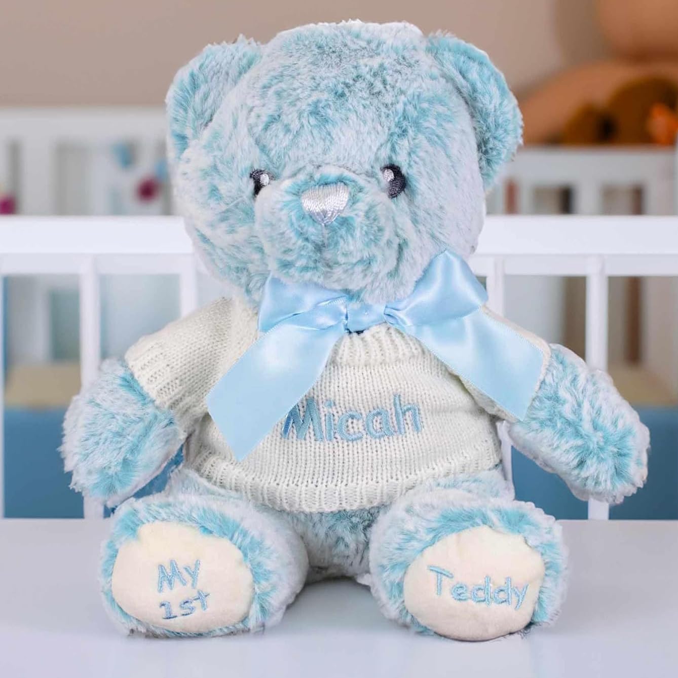 DIBSIES Personalized Baby Gift - Baby’s First Teddy Bear - 12 Inch (Blue)