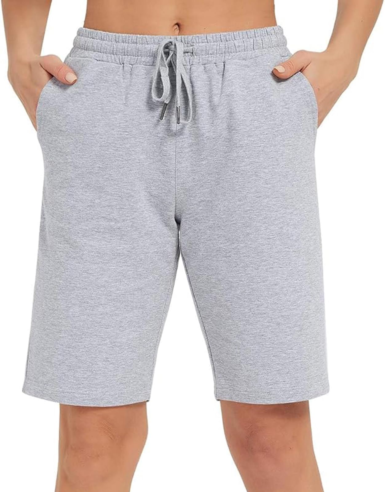 EUHOM Bermuda Shorts Damen Kurze Sporthose Sommer Knielang Sport Shorts Baumwolle Laufshorts Kurze Jogginghose Sweatshorts mit Taschen für Gym Yoga Running