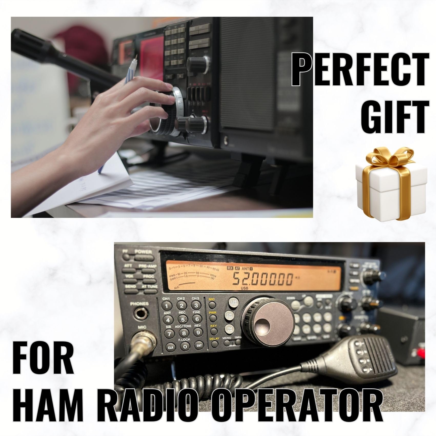 INNObeta Ham Radio Valet Tray for Men - PU Leather Desktop Organizer for Keys, Coins, and Bedside Storage - Birthday Gift Idea - Ham Radio Enthusiasts, TRAY-HAMRADIO-01