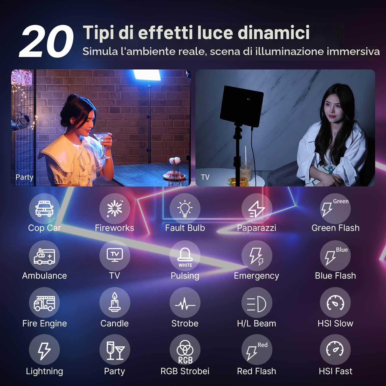 ULANZI LT003 Luce video RGB, pannello LED portatile da 15W con 2100 lumen, luce video da 10” dimmerabile da 2500K a 9000K, batteria incorporata da 8000mAh e caricatore USB, per fotocamere DSLR video