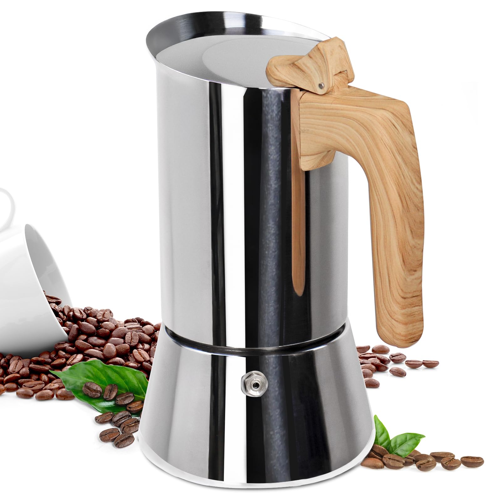 Cafetera moka de 12 taza con pared gruesa de acero inoxidable 304 | 600 ml Cafetera italiana para espresso Cafeteras de cocina Cafetera moka con filtro para cocinas de inducción