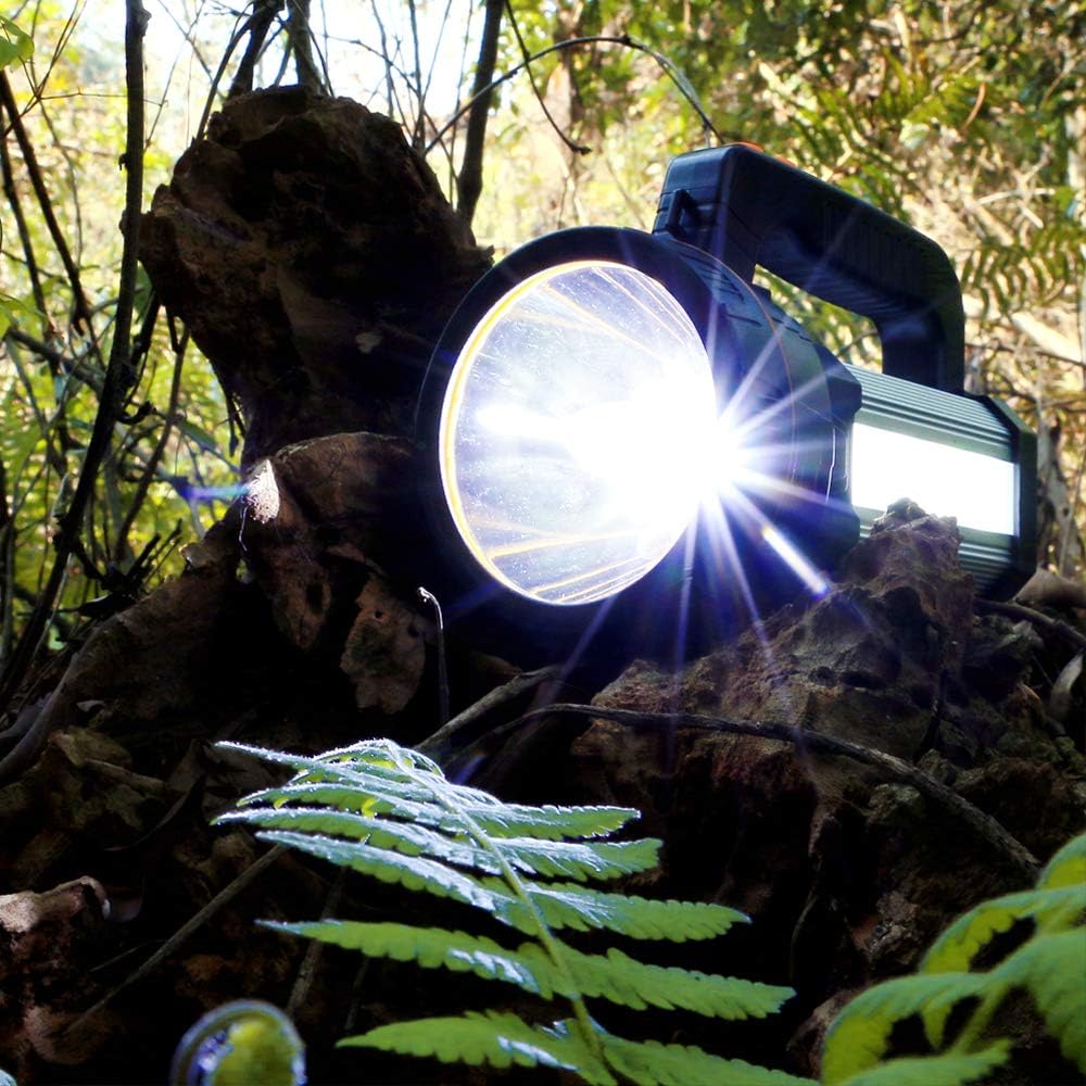 TONGNAN LED Handheld Flashlight Rechargeable Searchlight 8000 lumens Super Bright Handheld Spotlight 6600mAh Battery Powered High Power Waterproof Searchlight 6 Modes（Silver) : Tools & Home Improvement