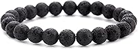 Hamoery 8mm Lava Rock Diffuser Bracelet for Men Women - Elastic Natural Stone Yoga Agate Beads Aromatherapy Bangle