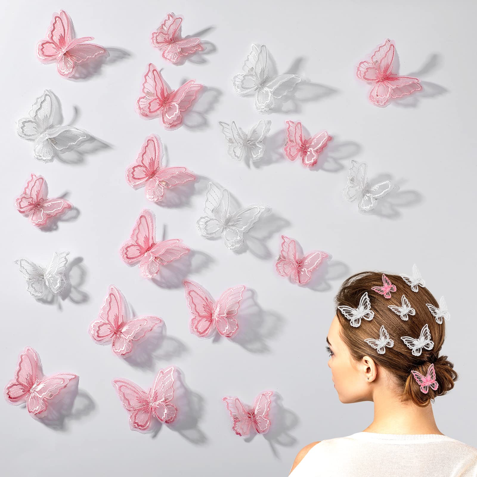 Amazon.com : 30 Pieces Butterfly Hair Clip for Girls Women, Embroidery Lace  Butterfly Barrettes Bobby Pins Barrettes Hair Accessory Alligator Clips  Wedding Party Daily Decorations, 2 Size (White, Pink) : Beauty & Personal  Care