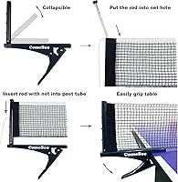 Vista 3 de Comesee Kioos - Red plegable para tenis de mesa profesional de acero, red de ping pong con clip, agarre de malla, para entrenamiento, competición