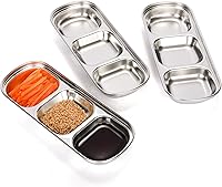 Vista 12 de drizzle 3PCS Salsa Plato de Salsa de Acero Inoxidable Salsa de Tomate de Soja Vinagre Sal Azúcar Especias Sabor Condimento Dip Tazones Coreanos BBQ