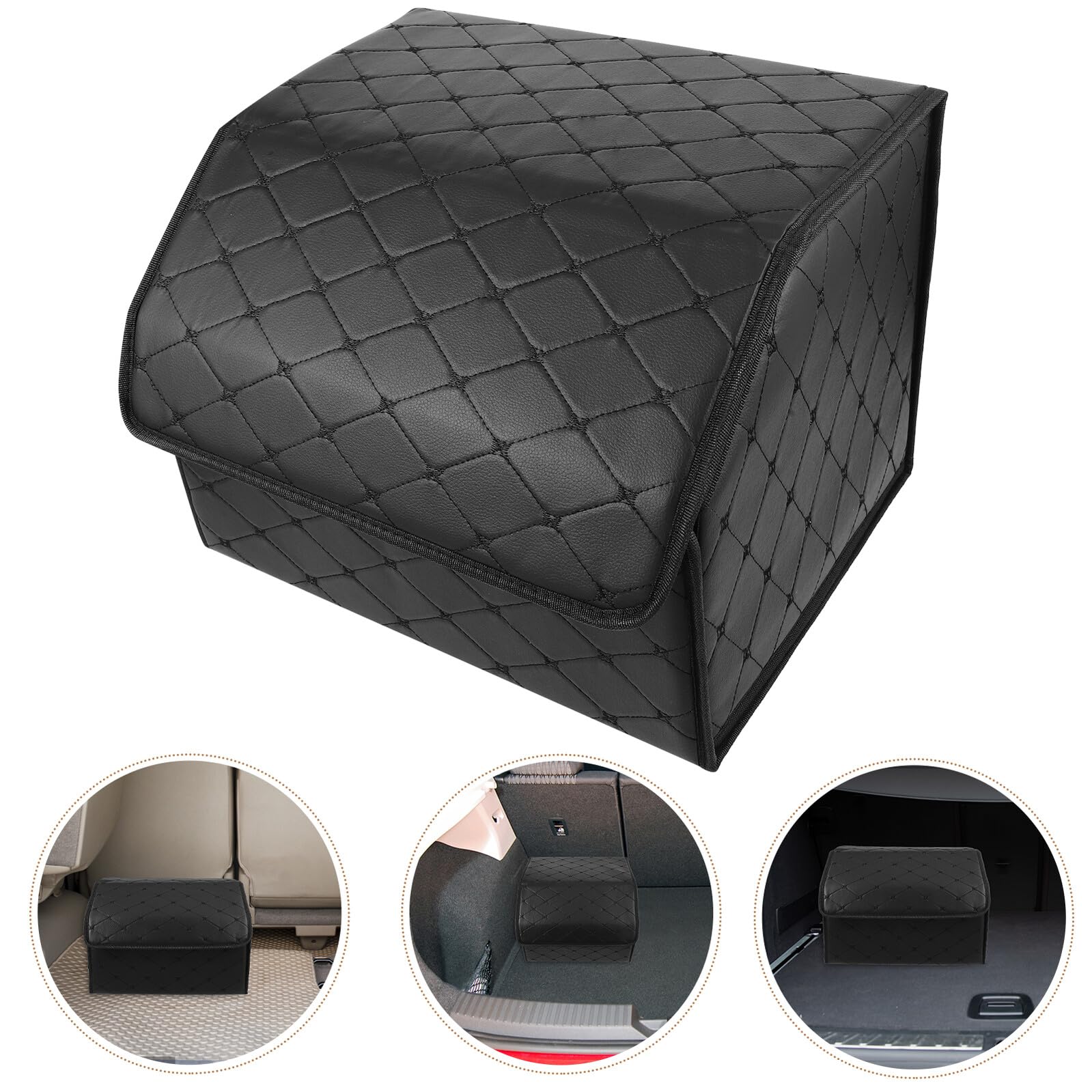 Healeved Organizer Pieghevole per Bagagliaio Auto in Similpelle Contenitore Portaoggetti Multifunzionale Medio 40X30X30 CM Scatola Pieghevole per Veicoli Ampio Spazio e Design