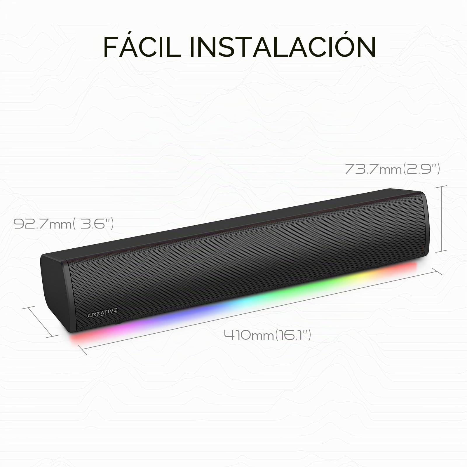 Sound Blaster GS3 Barra de Sonido compacta para Juegos con RGB y SuperWide Technology, Alimentación vía USB, Bluetooth 5.4