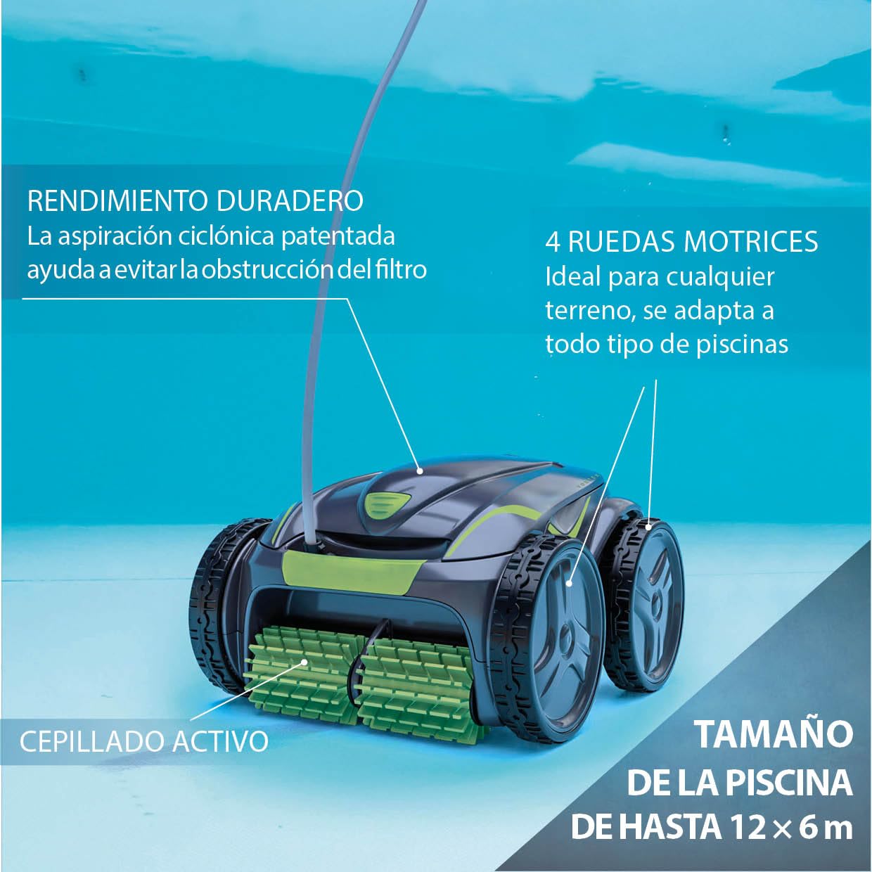 Zodia Vortex GV 5220. Robot Limpiafondos c/Cable. Piscinas hasta 72m²