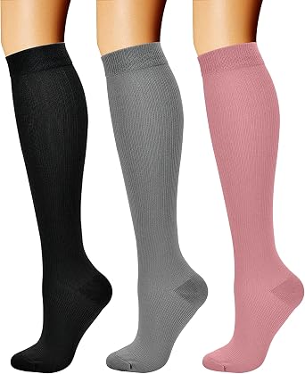 CHARMKING Compression Socks for Women & Men Circulation 3 Pairs 15-20 mmHg is Best Support for Athletic Running Cycling