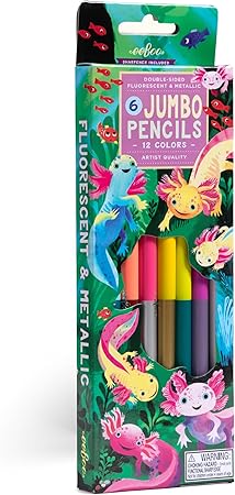 eeBoo 6 Jumbo Colored Pencils Axolotl DoubleSided,12