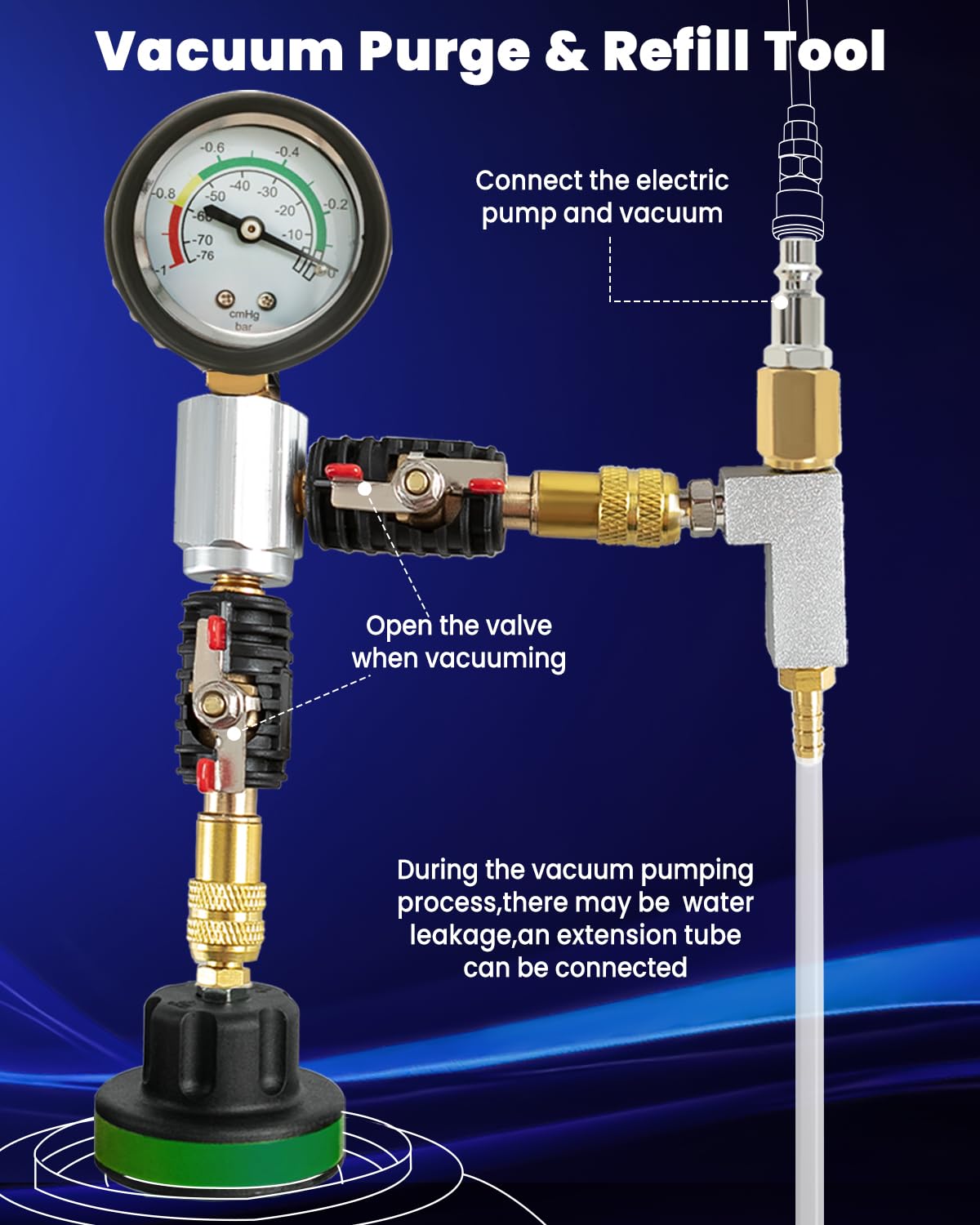 ATPEAM Kit de 34 Piezas para Radiador, Probador de Presión y Sistema de Enfriamiento Universal, Herramienta de Diagnóstico para Fugas en Radiadores y Sistemas de Refrigeración de Vehículos