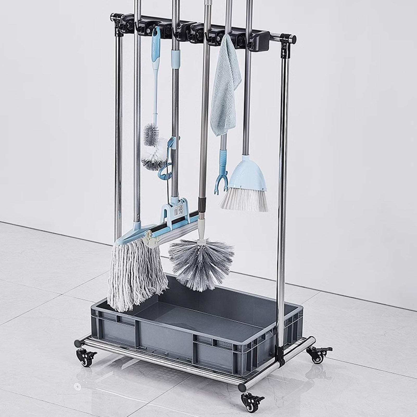 Besen- und Wischmopp-Halter – robustes Aufbewahrungsregal für nasse Mops und Besen, ideal für Hausmeister in Schulen, Krankenhäusern, Fabriken und Hotels