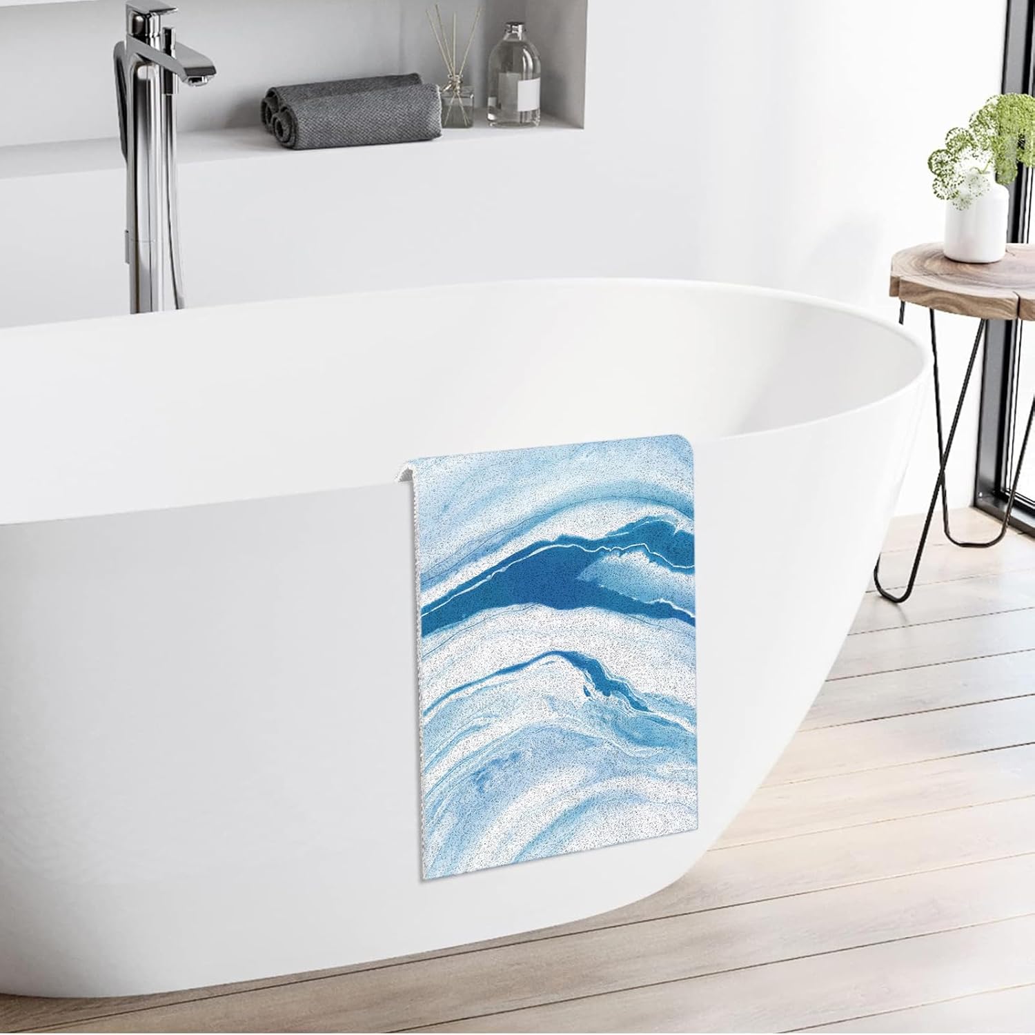 Extra Long Bath Mat 48x24 Inch, Non Slip Bathtub Mat for Tub, Soft PVC Loofah Shower Floor Mat, Quick Drying Bathroom Tub Mat for Wet Area, Without Suction Cup