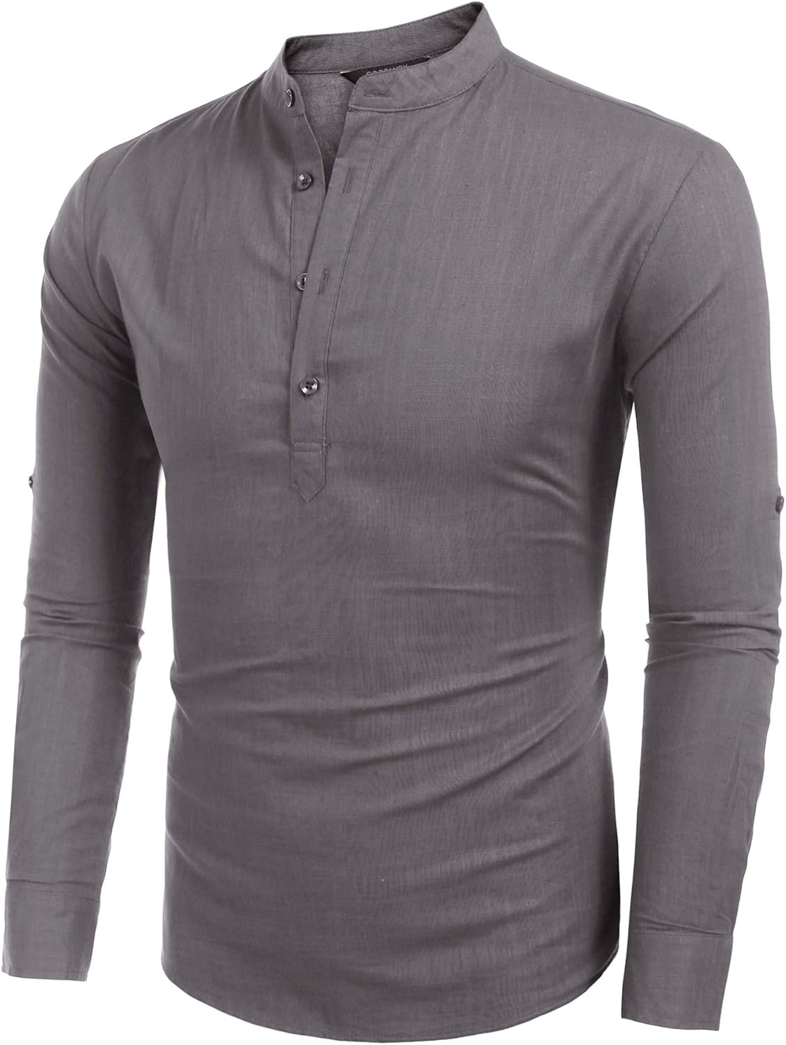 COOFANDY Men's Cotton Linen Henley T-Shirt Long Sleeve Hippie Casual Beach T-Shirts - Image 4