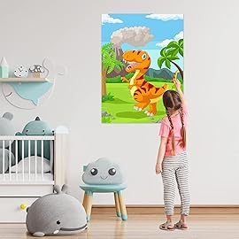 NEBURORA Pin The Tail on The Dinosaur Party Game with 30 Tails for Birthday Christmas Party Supplies, Boys Girls Decorations, Home Wall Decor