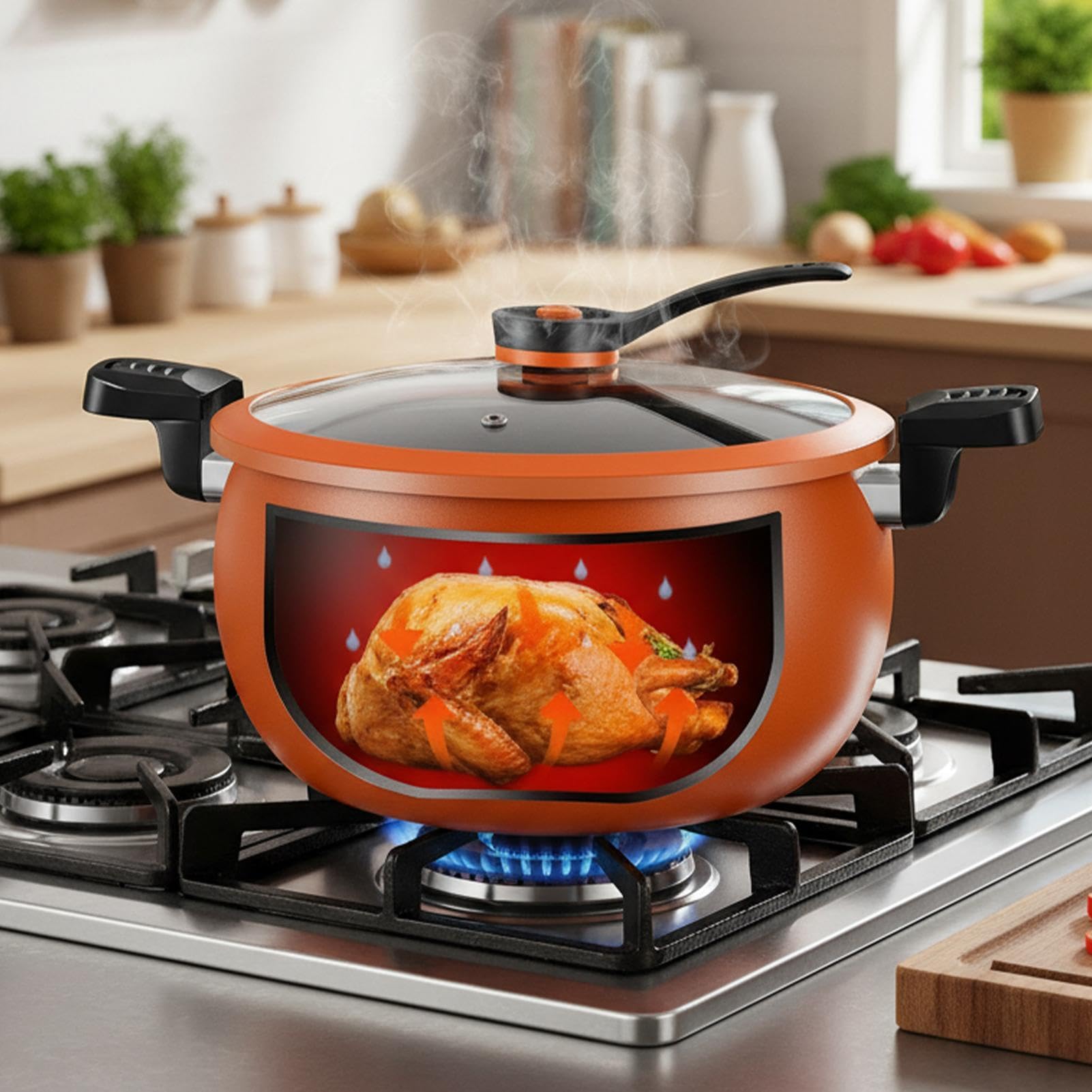 Olla A Presión Accesorio Multifuncional De Cocina Con Recubrimiento | Olla Express De Hierro Fundido para Conservas Cocina al Vapor Arroz Legumbres Hogar Halloween C