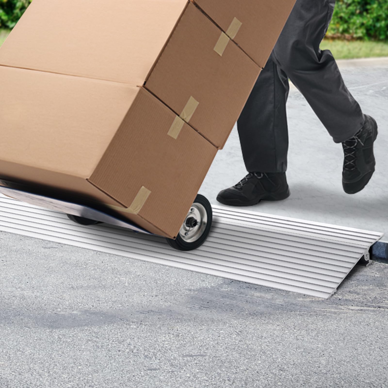 VEVOR Rampa de Umbral Altura de 2,5 cm, Rampa de Aluminio para Bordillos Entrada, Capacidad de Carga de 362,8 kg, Rampa Modular Ajustable de Aluminio para Sillas de Ruedas, Scooters, Sillas Eléctricas