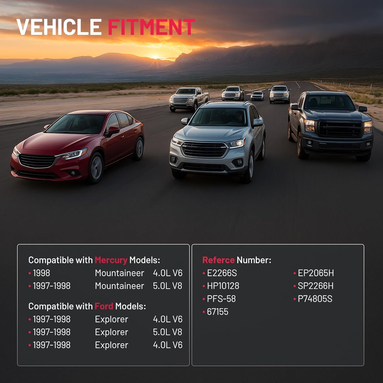 BDFHYK Electric Fuel Pump Module Assembly Compatible with Ford Explorer 1997-1998 4.0L V6, 5.0L V8,Compatible with Mercury Mountaineer 1997-1998 4.0L V6, 5.0L V8 Replace E2266S