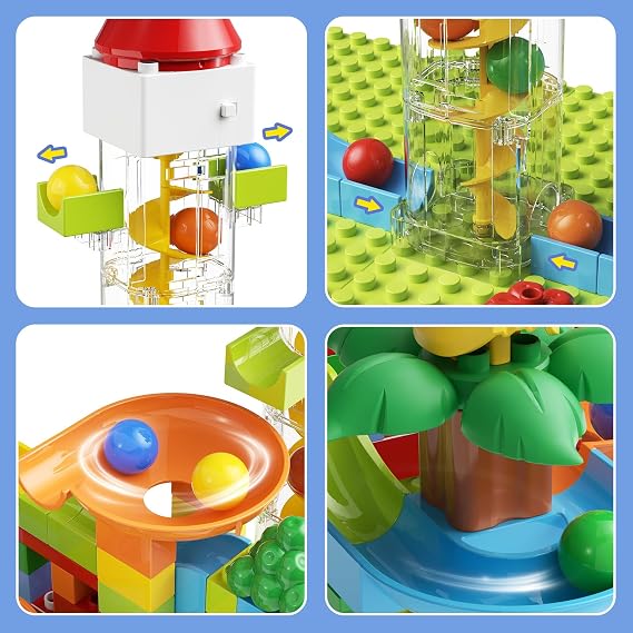 burgkidz Marble Run Building Blocks: 90-PCS Motorized Elevator